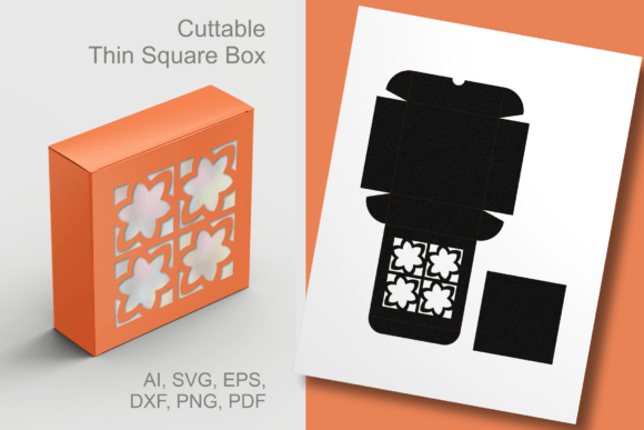 4 Flower N Square Window Thin Square Box Template