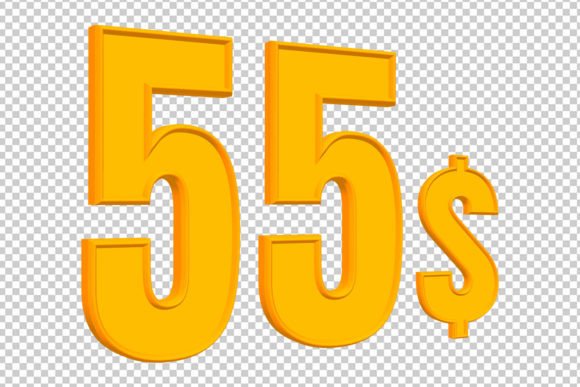 55 Dollar Price PNG 3D: High-Res Design Asset