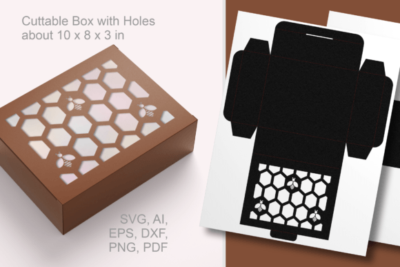 Bees N Honeycombs Rectangular Favor Box Template