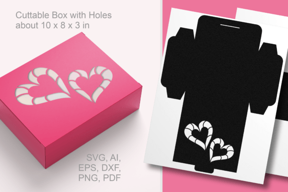 Couple of Hearts Rectangular Favor Box Template
