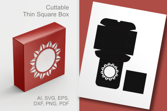 Elevate Your Gifting with the Flower Round Window Thin Square Box SVG Template