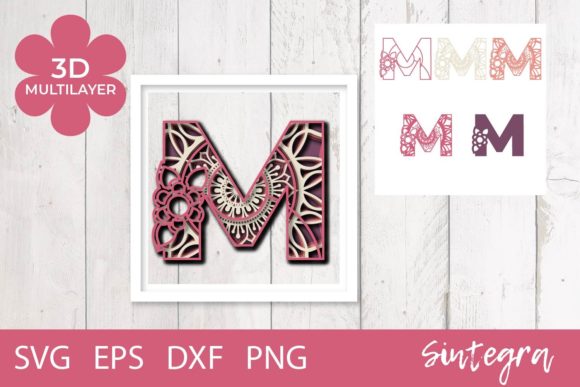 Elevating Craft Projects with the 3D Floral Letter M Mandala Layer SVG