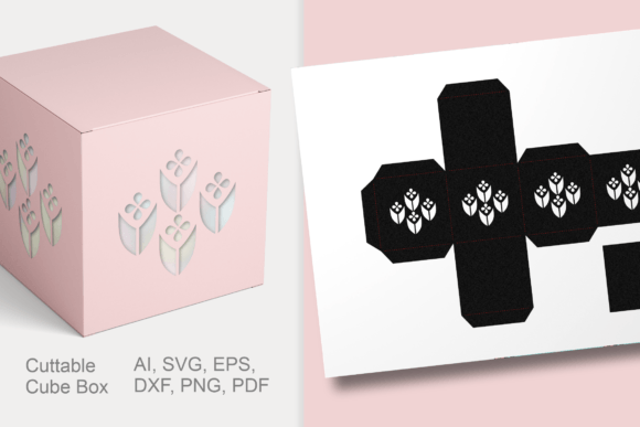 Elevating Product Presentation with the Geometric Flowers Cube Gift Box Template