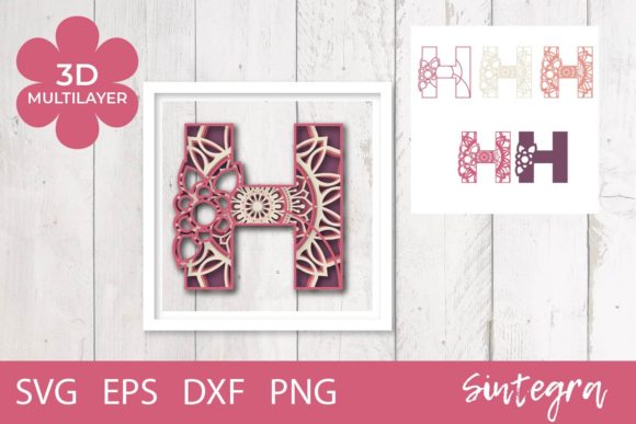 Evaluating the 3D Floral Letter H Mandala Layer SVG for Crafting Projects