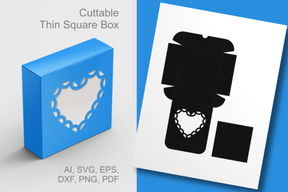 Heart Window Square Box Template Guide