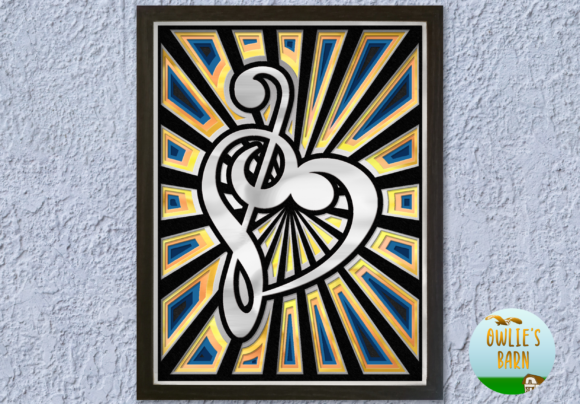 Layered Bass Treble Keys Heart: A 3D Digital Design for Musical Crafters