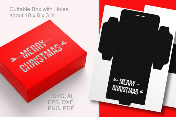 Merry Christmas Rectangular Gift Box SVG Template