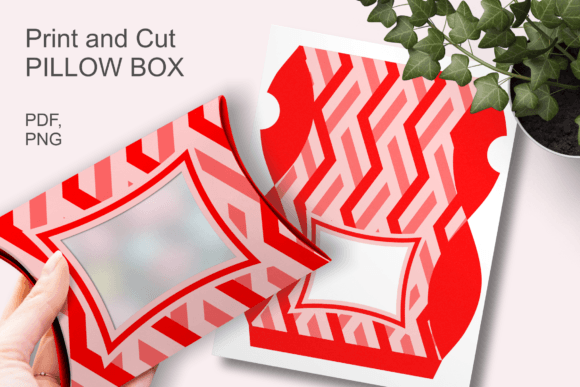 Red Geometric Pattern Window Pillow Box Template