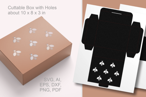 Tiny Bees Rectangular Favor Box Template Guide