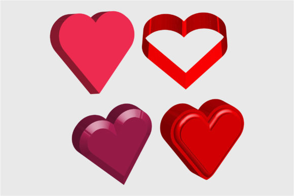 Valentine Heart 3D Love Symbol Shapes: Technical Versatility for Print and Digital Design